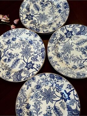 Grace's Teaware Blue Vine Salad Dessert Plates 8" Set of 6 Chinoiserie